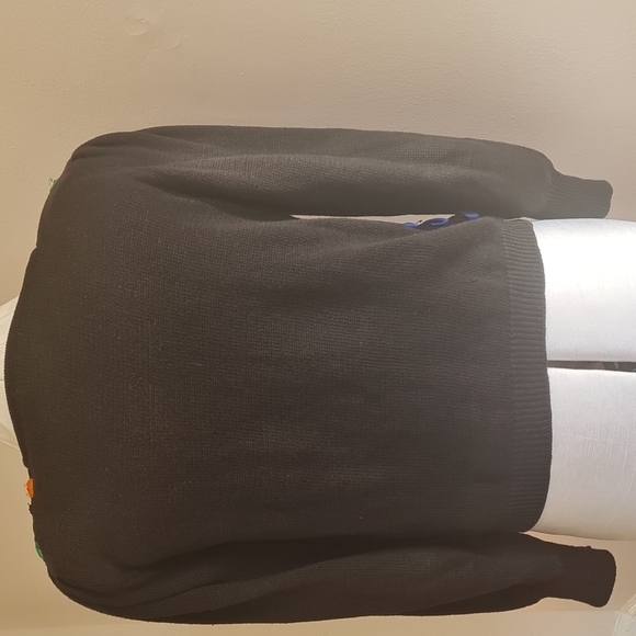 Rainbow black beaded and ribbons sweater vintage size Small - Picture 5 of 7